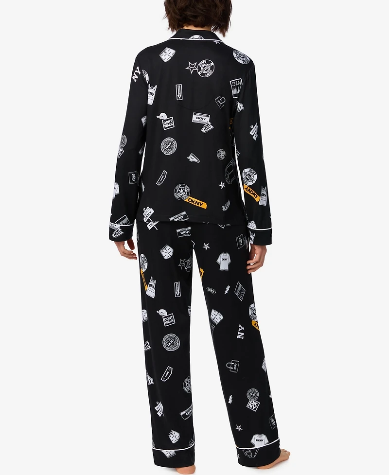 Dkny Women's Long-Sleeve Button-Front Pajama Top and Pants Set