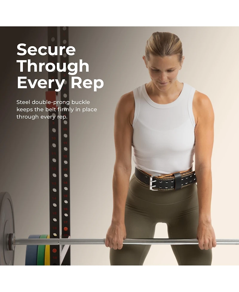 Sunny Health & Fitness Heavy-Duty 4" Leather Weightlifting Belt with Back Support And Adjustable Fit for Strength Training