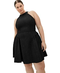 City Chic Women's Plus Halter Jacquard Mini Dress