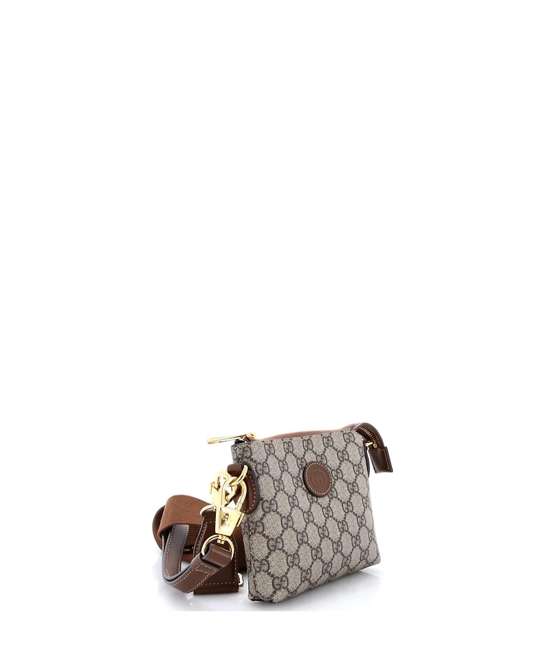 Pre-Owned Gucci Mini Interlocking G Patch Wristlet Messenger Bag Gg Coated Canvas