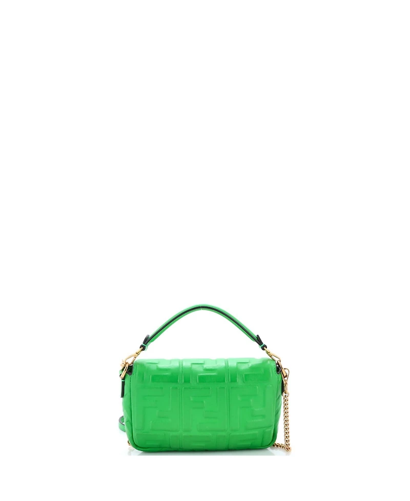 Pre-Owned Fendi Mini Baguette Nm Bag Zucca Embossed Leather