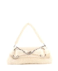 Pre-Owned Gucci Medium Horsebit Chain Shoulder Bag Shearling