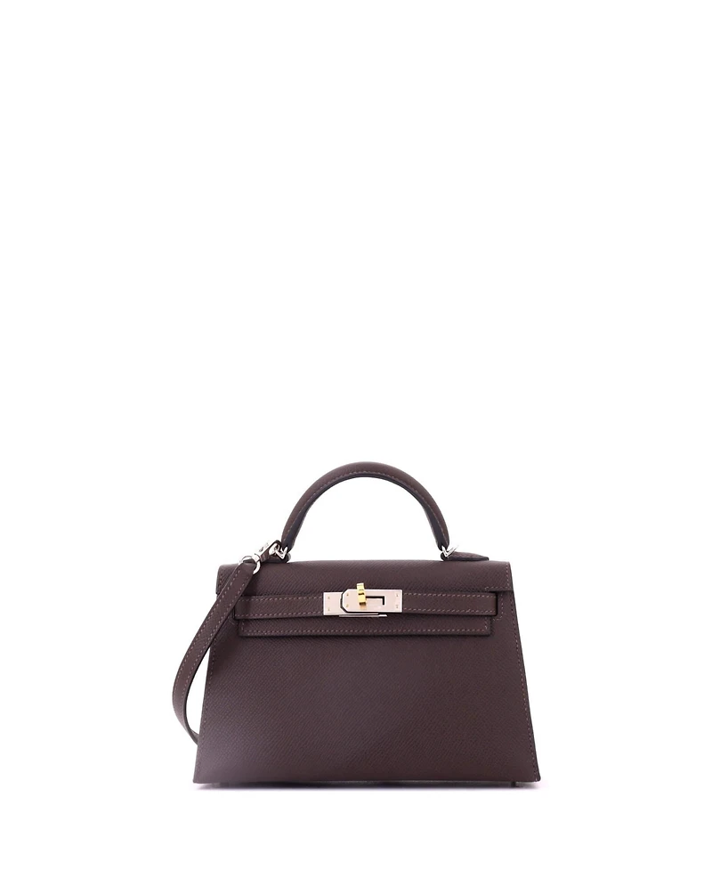 Pre-Owned Hermes Kelly 20 Handbag Brown Epsom with Electrum Hardware