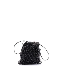 Pre-Owned Prada Fishnet Chain Crossbody Bag Woven Leather and Satin