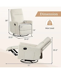 Slickblue 360° Swivel Rocking Recliner Chair for Nursery with Cushioned Back Support