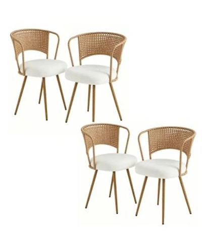 Clihome Farmhouse Wicker Soft Dining Chairs Set