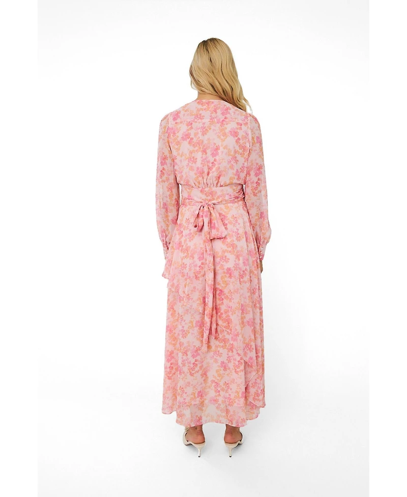 Cras Women's Romance V-Neck Long-Sleeve Floral-Print Maxi Dress