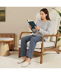 Slickblue Upholstered Accent Chair with Solid Wood Legs and Thick Cushion