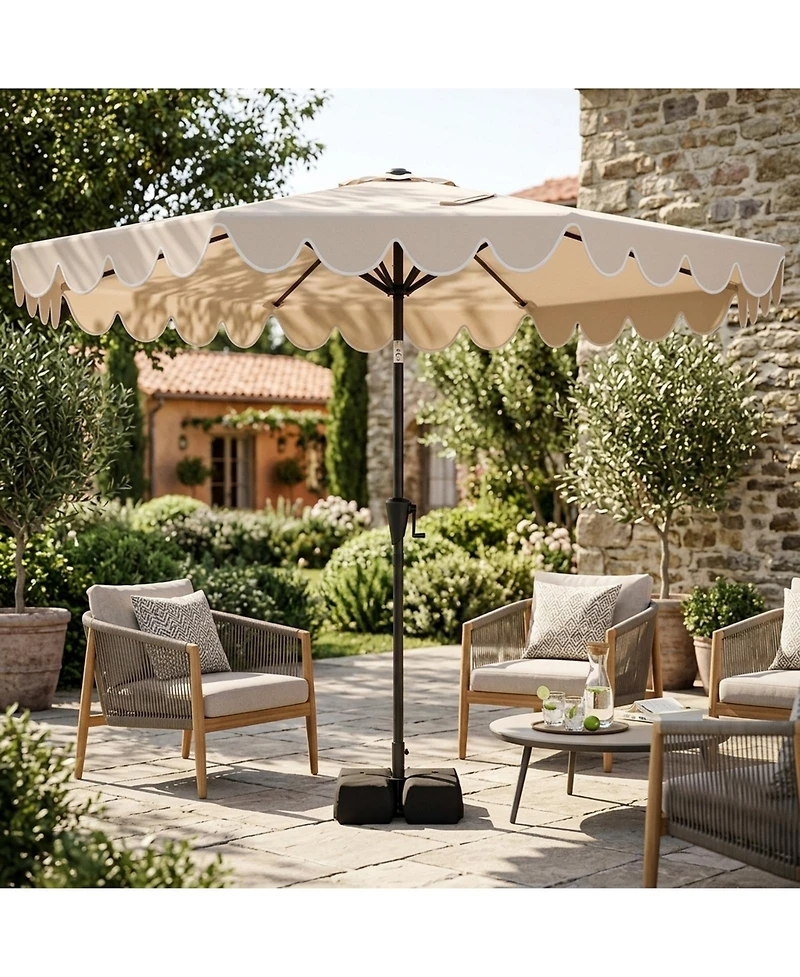Sugift 10 Feet Patio Umbrella with Weighted Base and 2 Sandbags