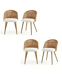 Clihome Modern Farmhouse Wicker Soft Dining Chairs Set of 4
