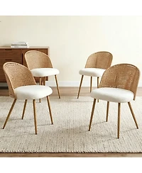 Clihome Modern Farmhouse Wicker Soft Dining Chairs Set of 4