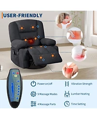 gaomon Oversized massage recliner with vibration and heating,Chenille,manual recline, side pocket,Cup Holders