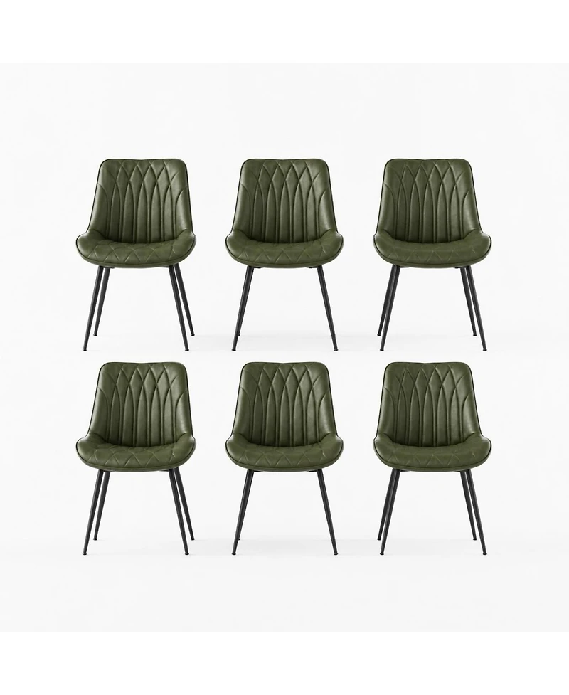 homfan Faux Leather Dining Chairs Set of with Steel Legs and Curved Backrest