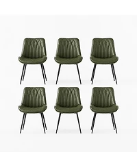 homfan Faux Leather Dining Chairs Set of with Steel Legs and Curved Backrest