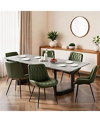 homfan Faux Leather Dining Chairs Set of with Steel Legs and Curved Backrest