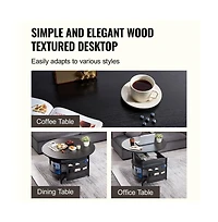 Slickblue Round Lift Top Coffee Table with Pop Up Tabletop and Storage Pockets for Small Spaces