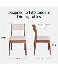 Best Choice Products Dining Chairs Set of 2, Modern Solid Wood and Upholstered Chairs, Armless with Cushion and Backrest