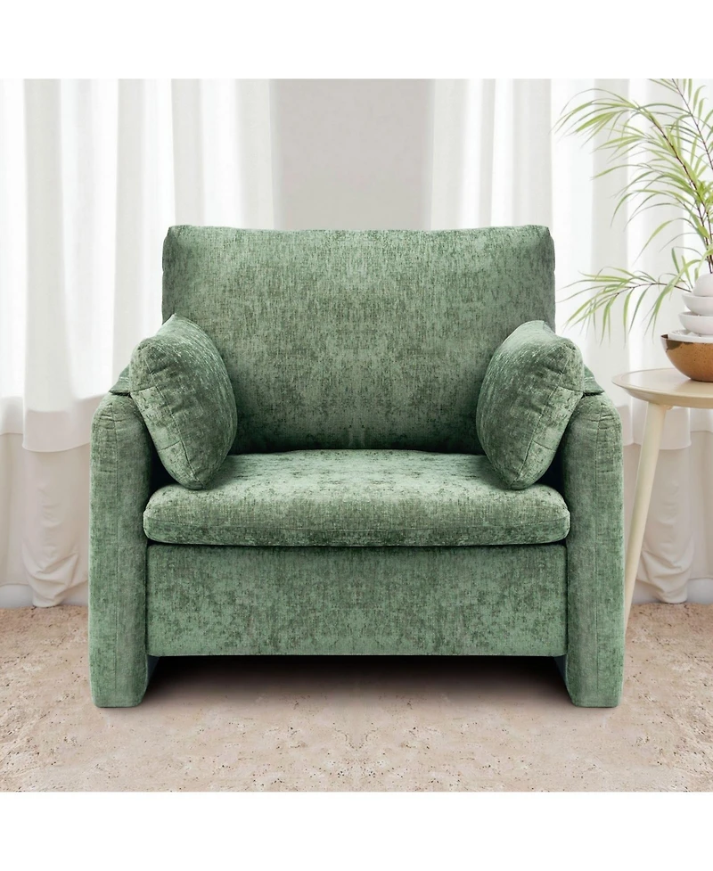 Slickblue Modern Upholstered Accent Chair with Armrests and Cushion