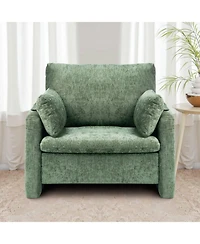 Slickblue Modern Upholstered Accent Chair with Armrests and Cushion