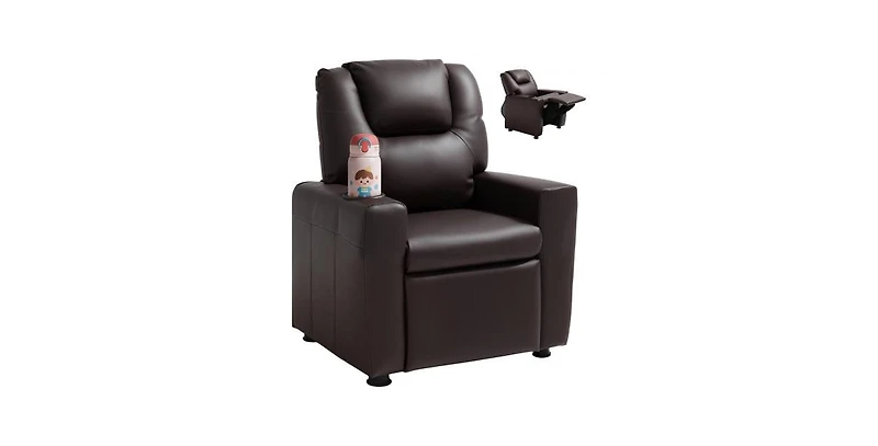 Slickblue Kids Recliner Chair with Cup Holder and Adjustable Footrest