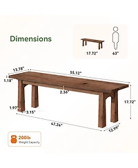 Tribesigns 55 Inch Solid Wood Dining Bench,Farmhouse Dining Room Bench