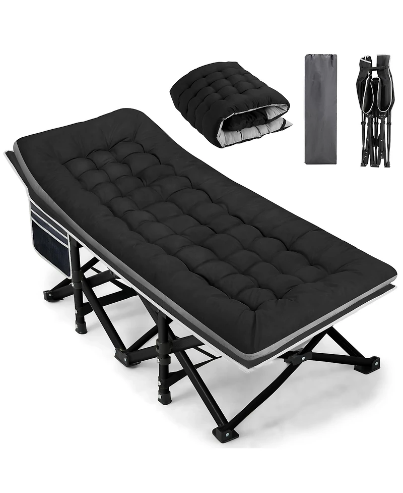 Piscifun Portable Folding Camping Cot Extra Wide With Thick Removable Mattress 600lbs Max Load