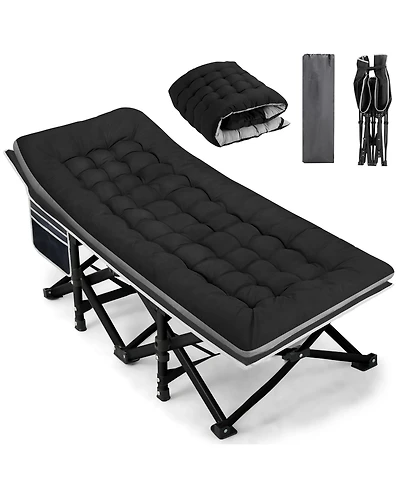 Piscifun Portable Folding Camping Cot Extra Wide With Thick Removable Mattress 600lbs Max Load