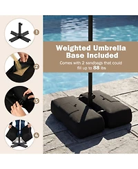 Sugift 9 Feet Patio Umbrella with Weighted Base and 2 Sandbags