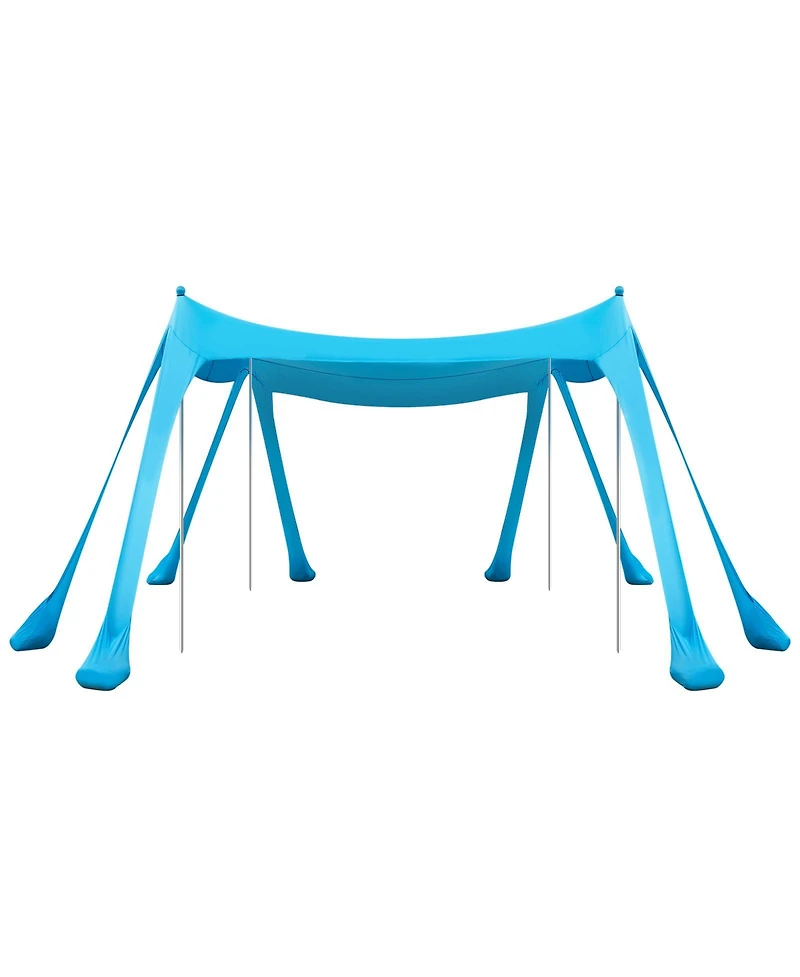 Hongge Family Beach Sun Shelter 10 x 10 feet Lycra Canopy 6.6 feet Tall with Sandbags Stability Poles and Shovels
