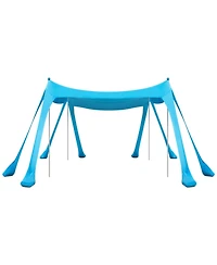 Hongge Family Beach Sun Shelter 10 x 10 feet Lycra Canopy 6.6 feet Tall with Sandbags Stability Poles and Shovels