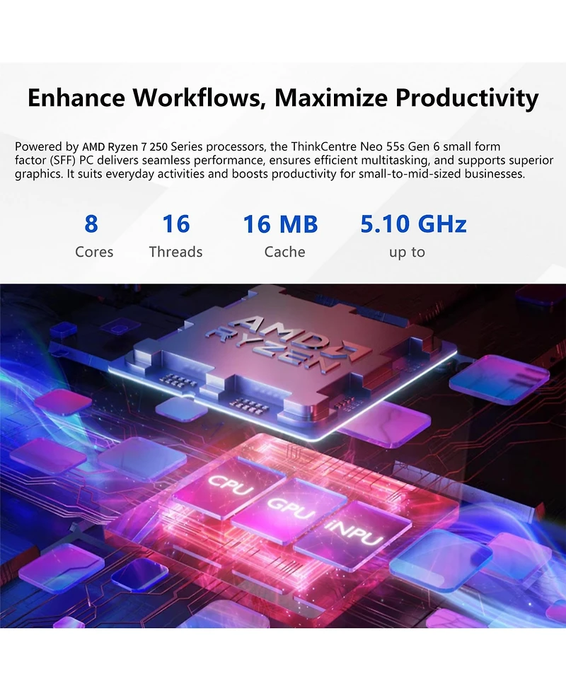 Lenovo ThinkCentre neo 55s Gen 6 Amd Ryzen 7 250 Desktop Computer
