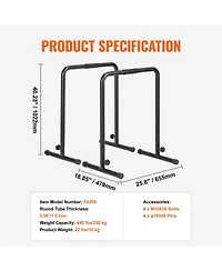Sugift Heavy Duty Dip Bars 440 lbs Capacity Adjustable Height Parallel Bars for Strength Training