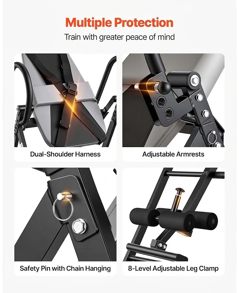 Sugift 300 lbs Capacity Heavy Duty Inversion Table with Dual-Roller Locking for Back Neck Shoulders Knees