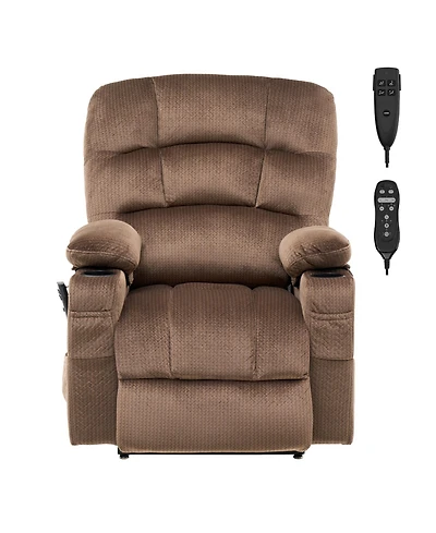Sugift Dual Motor Power Lift Recliner Chair with Heat Massage 2 Cup Holders Usb Port Infinite Position