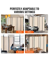Slickblue Freestanding Folding Room Partition, 6 Panel Privacy Divider for Living Room Bedroom Office