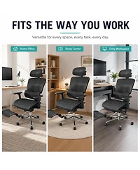 gaomon Fabric Ergonomic Office Chair with Footrest, Adjustable Height and Arms, Split Back, Manual Recline, Home Computer Chair for Adults