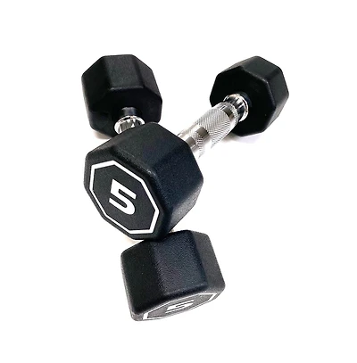Sevorley Octagonal Dumbbell with Rpe Coated Head, Chrome Knurled Handle, Non-Roll Free Weight for Strength Training