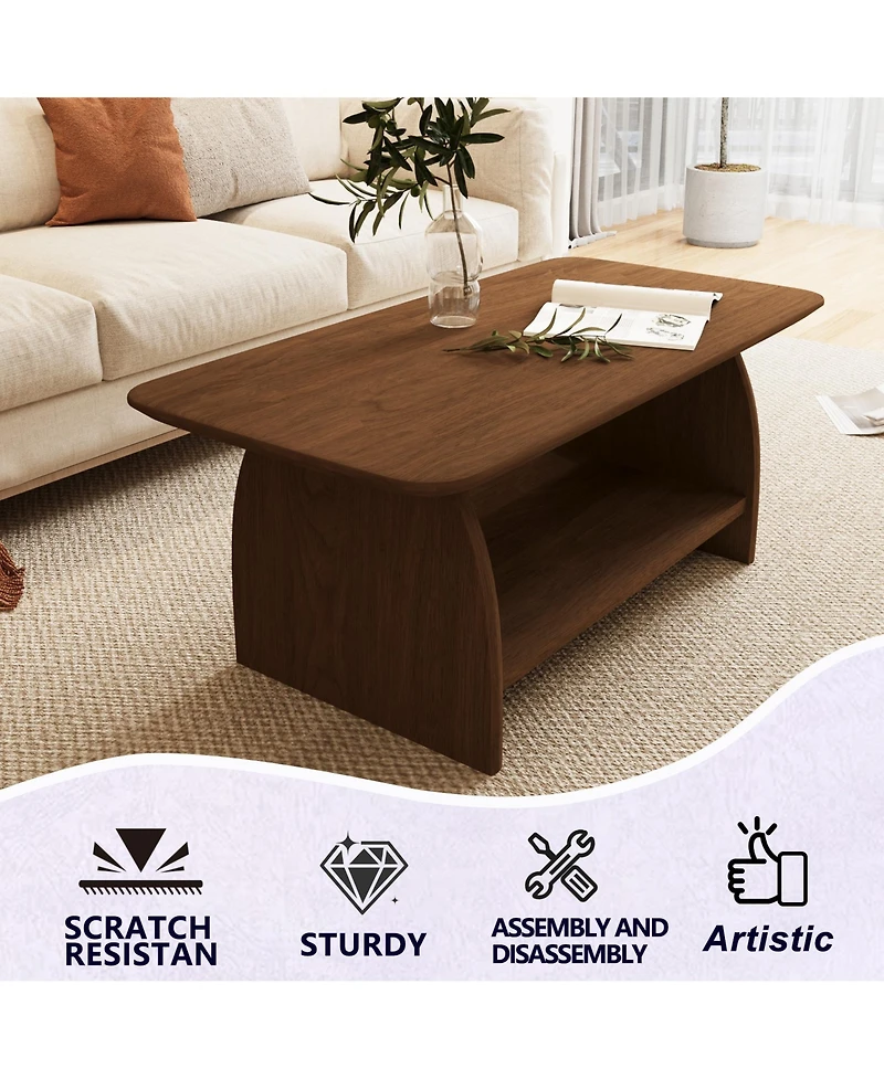 Flynama 47 Inch Double-Layer Rectangular Mdf Coffee Table