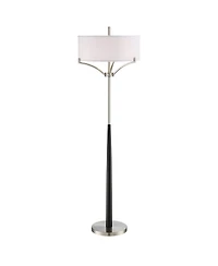 360 Lighting Modern Industrial Floor Standing Lamp with Riser 66.5" Tall Nickel Metal Drum Shade for Living Room Reading Bedroom