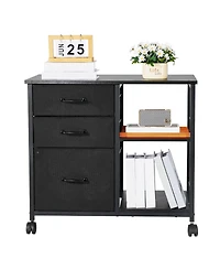Slickblue Mobile File Cabinet with 3 Drawers and Open Storage Shelves