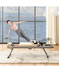 Sevorley Foldable Pilates Reformer Machine with 11 Resistance Options, High-Density Cushion, Smooth Glide Rails, Home Fitness Equipment