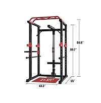 Sevorley Multi-Function Power Rack Home Gym with Lat Pulldown, Pull-Up Bar, Dip Bars, J-Hooks, Safety Bars, 1000-Lb Capacity