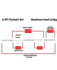 Sevorley 4 Ft Olympic Barbell with Rotating Sleeves and Knurled Grip 300 lb Capacity