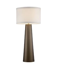 Possini Euro Design Karen Modern Table Lamp with Clear Square Riser 37 1/2" Tall Dark Glass Fabric Drum Shade for Bedroom Living Room