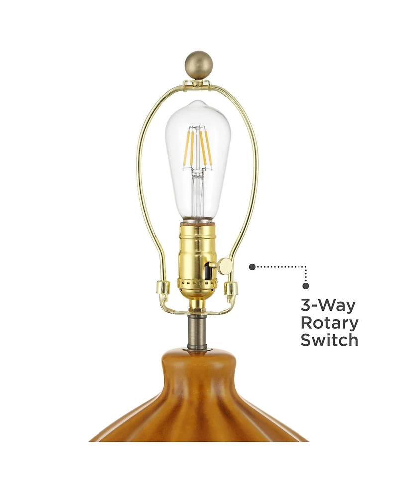 360 Lighting Gordy 21" High Small Mid Century Modern Accent 3-Way Table Lamp Spice Finish Ceramic Single Living Room Bedroom