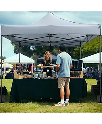 Sugift 10 x 10 Feet Pop-Up Canopy Tent Easy Setup Gazebo Shelter with Wheeled Bag