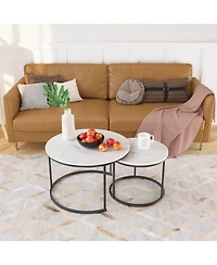 flynama Set of 2 Round Nesting Coffee Tables