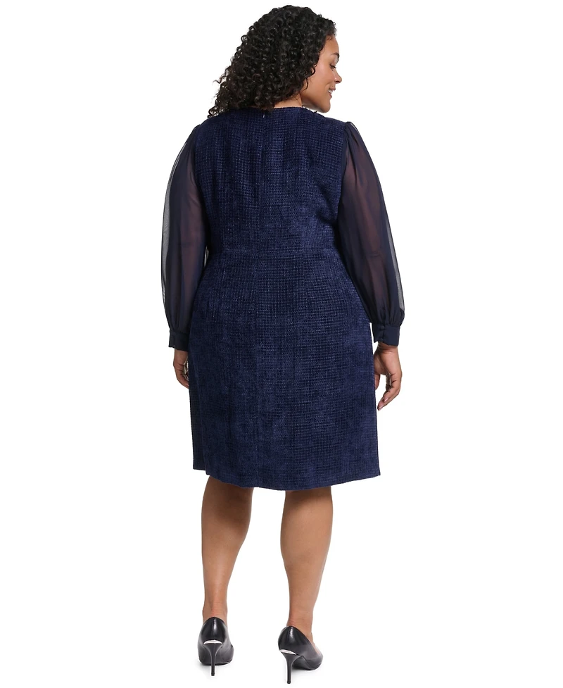 Eliza J Plus Jewel Neck Long-Sleeve Sheath Dress