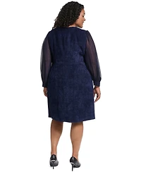 Eliza J Plus Jewel Neck Long-Sleeve Sheath Dress