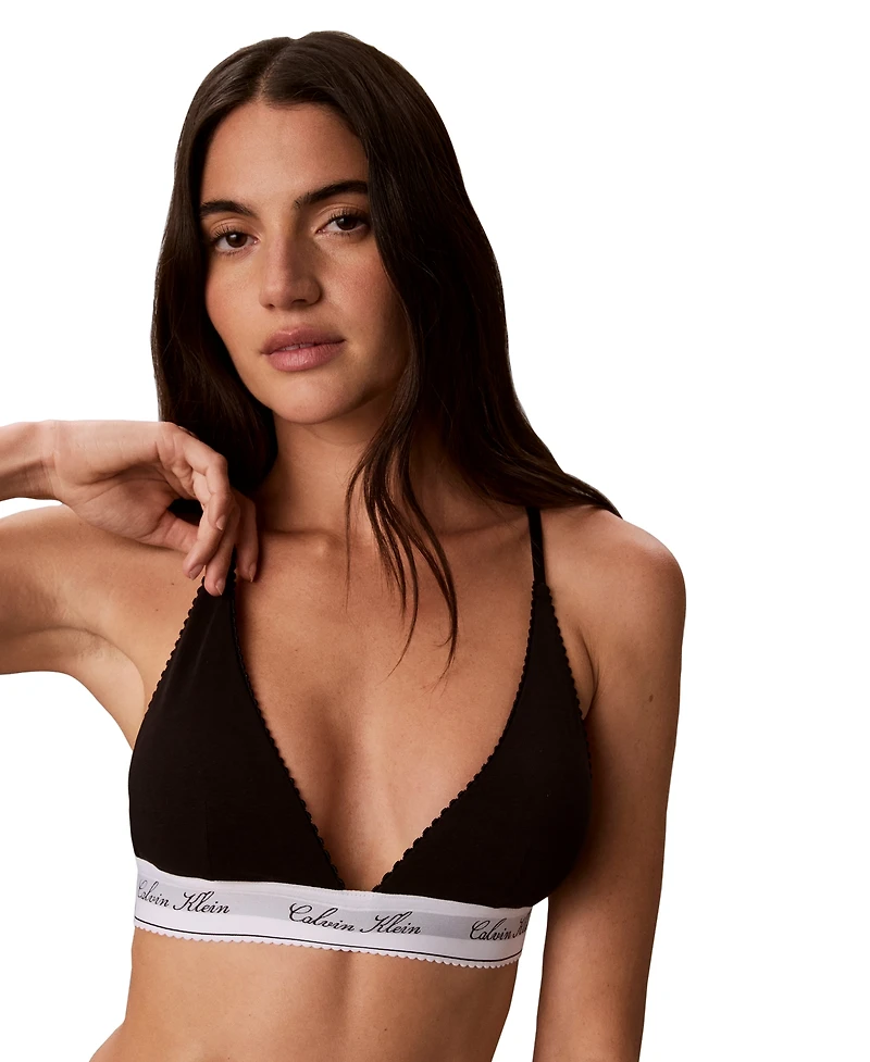 Calvin Klein Icon Cotton-Modal Script Wireless Lightly-Lined Triangle Adjustable Strap Bra, QF9068